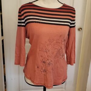 Kalisson striped Floral top sz L